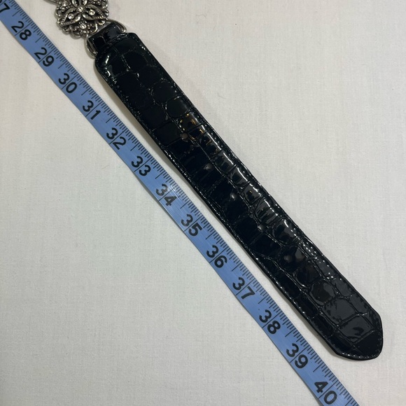Brighton Rhinestone Croc Embossed Leather Belt 34 - Picture 6 of 10